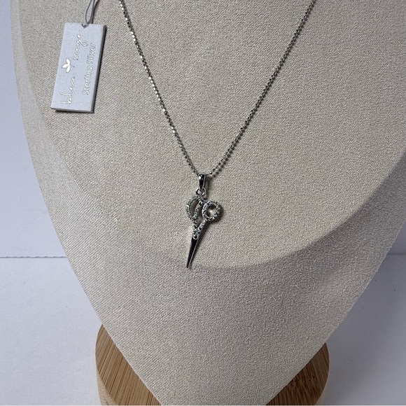 blue sage Jewelry - BLEU SAGE Sterling Silver 925 Scissor Necklace CZ Lobster Clasp Hairdresser Gift